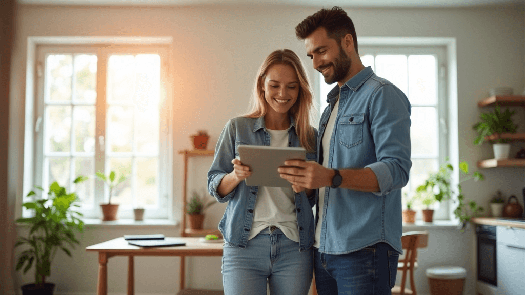 Homeowners reviewing contractor bids
